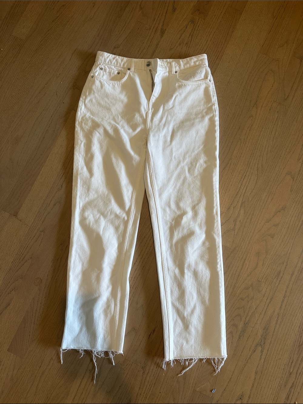 From Future White Straight-Leg Jeans with Raw Hem